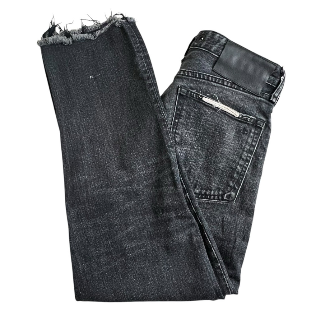 Rag & Bone Womens 26 Faded Black Distressed Maya High Rise Ankle Straight Jeans